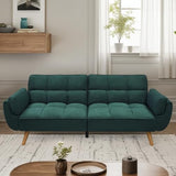Trygoal Convertible Futon Sofa Bed, Modern Futon Couch with 2 Pillows, Small Futons Couch with Adjustable Armrest & Backrest, Loveseat Sofa Bed for Living Room, Bedroom, Green Trygoal