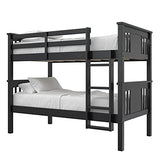 DHP Dylan Twin Over Twin Bunk Bed, Espresso, Sturdy Wood Construction, Converts to 2 Twin Beds, Guard Rails, Step Ladder DHP