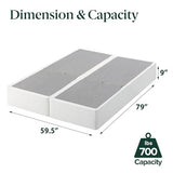 ZINUS 9 Inch Box Spring with Cover, No Assembly Mattress Foundation, Sturdy Metal Structure, Split Queen, White Zinus