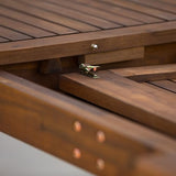 Walker Edison Maui Modern Solid Acacia Wood Slatted Patio Dining Table, 78 Inch, Dark Brown Walker Edison