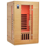 2024 Upgrade 2 Person Sauna, Low EMF 6 Heating Plate Infrared Physical Therapy Wooden Dry Steam Sauna with MP3 Auxiliary Connection, Dual Controls, Iron Shirt Wall Plate, Home Spa Day Use, Gift PioneerWorks