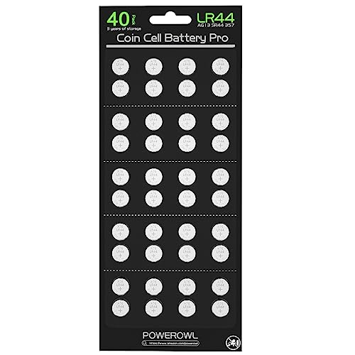 POWEROWL High Capacity LR44 Batteries 40 Pack, L1154F AG13 357 303 SR44 A76 Premium Alkaline Battery 1.5V Button Coin Cell Batteries - WoodArtSupply