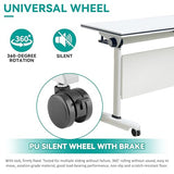 HSHBDDM Folding Conference Table, Foldable Conference Table Flip Top Mobile Training Table with Wheels, Metal Legs, Rectangular Modular Conference Room Table for Office Meeting Conference Room HSHBDDM