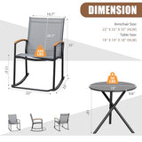 Shintenchi 3 Piece Outdoor Rocking Bistro Set, Textilene Fabric Small Patio Furniture Set, Front Porch Rocker Chairs Conversation Set with Table for Lawn, Garden, Balcony, Poolside (Light Gray) Shintenchi