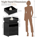 Suuiwau Black LED Nightstand with Charging Station, App - Controlled LED Lights & Sliding Top, Night Stand End Table with Hidden Compartment for Bedroom Suuiwau