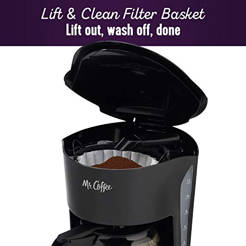 Mr. Coffee Black Coffee Maker, 12 Cups, with Auto Pause and Glass Carafe, Perfect for Home and Office Use Mr. Coffee