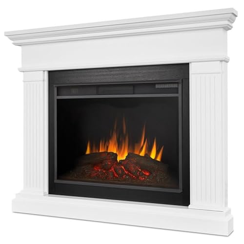 BOWERY HILL Traditional Corner Electric Fireplace Mantel Heater with Remote Control, Adjustable Led Flame 1500W in White BOWERY HILL