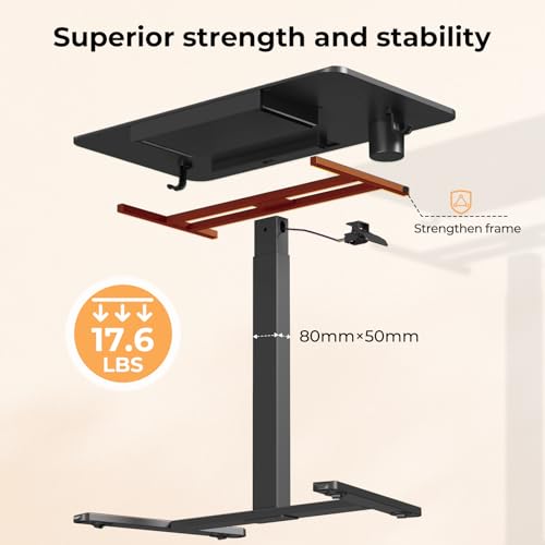 JYLH JOYSEEKER Mobile Standing Desk with Drawer, 35" Small Standing Desk with Cup Holder, Rolling Laptop Cart on Wheels, Height Adjustable Table with Storage for Home Office, Black JYLH JOYSEEKER
