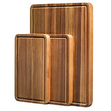 Wood Cutting Boards Set of 3 for Kitchen, Thick Chopping Board, Large Wooden Cutting Board Set with Deep Juice Groove and Handles, Wooden trays for ADMKERS