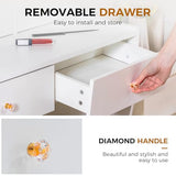 COMHOMA Vanity Desk with Mirror and Lights, Makeup Vanity Table and Chair Set with Drawers and Charging Station, Bedroom Dresser LED Mirror Stepless Dimmable & 3 Color Modes Adjustable, 5 Drawer/White COMHOMA