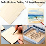 KUQQI 36Pcs 4x4 Inch Blank Unfinished Wood Pieces for Laser Engraving, Wood Carving, Painting, Coaster Making, and DIY Arts Craft Projects KUQQI