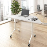 Bush Business Furniture 60-inch Trapezoid Modular Office Conference Table, Synergy Collection, White Bush Furniture