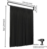 GODNOEI U-Shape Room Divider Privacy Partition Curtains Metal Support Wall Mounted Curtains for Fitting Room Beauty Salon Bedroom Hospital SPA (7.2ft Black) GODNOEI