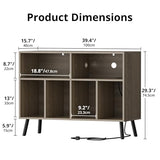 Cozy Castle Record Player Stand with Vinyl Storage Cabinet, Wood Turntable Table Open Shelf Holder Up to 350 Albums Cube Storage Organizer for Living Room, Office, Gray Cozy Castle