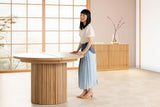 Transformer Table - Solid Wood Extendable Round Dining Table Set with 6 Chairs, Seats 4-10, Extendable Round Dining Set, Natural (Table + 6 Chairs) Transformer Table