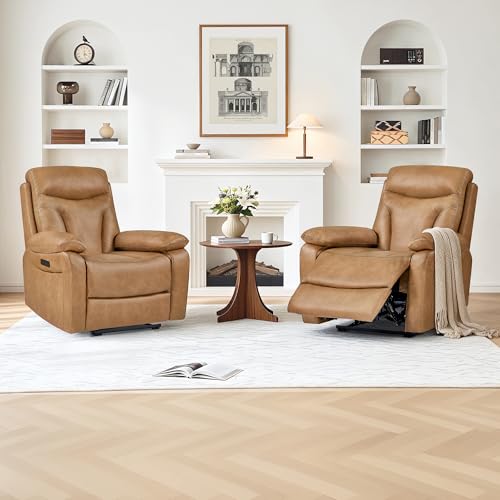KISLOT Power Recliner Chair Wall Hugger Recliner with Adjustable Headrest and Footrest Dual Motor Electric Faux Leather Reclining Sofa with USB/Type-C Charging for RV Living Room Bedroom