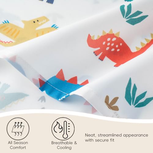 Bunnikins & Clover Kids Sheets Set Twin Size, Deep Pocket Twin Sheets Set Soft Printed Microfiber Dinosaur Toddler Bedding Set for Boys Girls Bunnikins & Clover