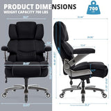 Fabric Big and Tall Office Chair 700lbs-High Back Executive Cloth Computer Chair with Adjustable Lumbar Support 3D Flip Arms Plus Size Rubber Wheels-Extra Wide Large Desk Chairs, Heavy Duty Metal Base VUZI