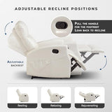 Lexicon Manual Recliner Chair, Wall Hugger Reclining Chair, Faux Leather Nursery Recliner, Tab Pull Reclining, Magazine Pocket, for Living Room/Theater Seating/Apartment, Easy Assembly, Beige