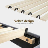DUMOS King Size Bed Frame - Fabric Upholstered Platform Bed with Headboard, 800LBS Sturdy Wooden Slats Support, No Box Spring Needed, Noise Free, Easy Assembly, Grey DUMOS