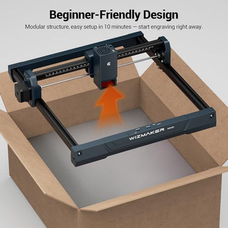 Wizmaker Wand Laser Engraver, 7W Output Power Engraver, 300x300mm Processing Area, 10000 mm/min Processing Speed, Suitable for Processing Wood, Leather, Coated Metal, Acrylic WIZMAKER