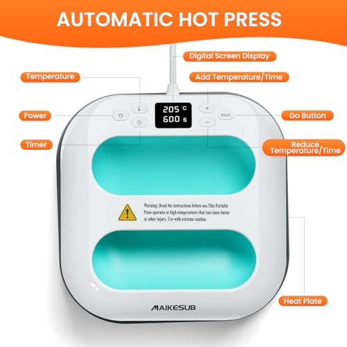 MAIKESUB T-Shirt Heat Press Machine, Portable Heat Press 9.6"X9.6", Iron Press for Sublimation and HTV Vinyl Shirt Press Machine for Hat, Bags, Heating Transfer Projects(Green Heat Transfer Machine) MAIKESUB