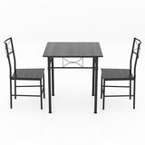 JOIN IRON 3-Piece Kitchen Dining Room Table Set for Small Spaces，Iron Wood Square Table with 2 Chairs for Kitchen Dining Room Furniture (Ash) JOIN IRON
