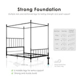 Furniture of America Vaeli Modern Metal King Size Four Poster Bed Frame with Spindles, Canopy Bedframe for Bedroom, Guest Room, Box Spring Required, Black