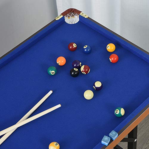 Soozier 55" Portable Folding Billiards Table Game Pool Table for Whole Family Number Use with Cues, Ball, Rack, Chalk, Blue Soozier