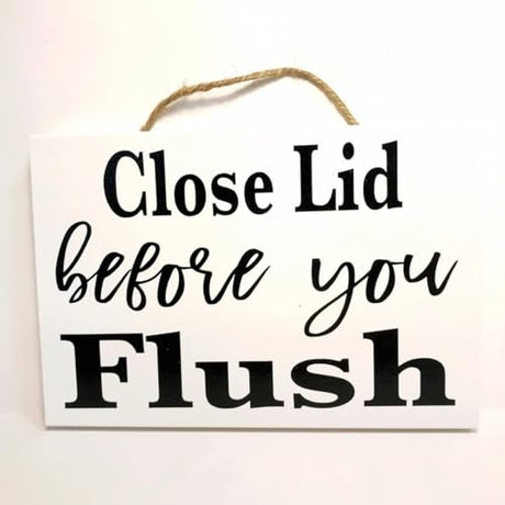 Close Lid Before You Flush Sign Bathroom Decor Wood Sign, Farmhouse Decor, Entryway Decor, Home Decor, Wooden Sign, Farmhouse Sign, Decor, Gift for House 8x12 Inch VelfDuel