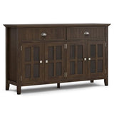 SIMPLIHOME Acadian SOLID WOOD and Pine Rectangle Transitional Large Sideboard Buffet for The Dining Room and Kitchen, 60 inch, Brunette Brown SIMPLIHOME