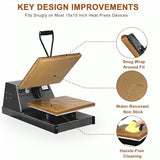 Heat Press Covers 15x15 Inch 2 Piece Set for Top and Bottom Platens | Reusable Teflon Material Heat Press Protective Covers for Sublimation, DTF and Heat Press Transfers EAOENLS