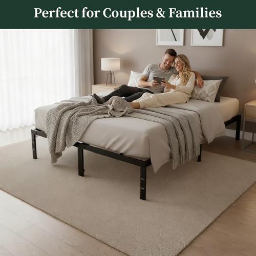 Queen Size Bed Frame, 14 Inch Metal Platform Bed Frames with Heavy Duty Steel Slat Support, No Box Spring Needed, Easy Assembly, Under Bed Storage SageNest