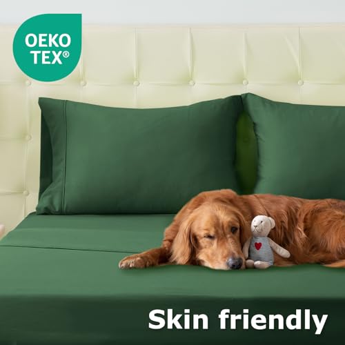 Homilay Full Size Bed Sheet Set - 4 Piece Soft Microfiber Sheets with Deep Pockets, Cooling Technology, and Wrinkle-Free Pillowcase. Hotel-Quality, Durable Bedding, Eden Green Homilay