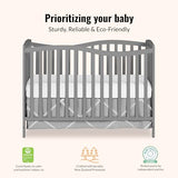 Dream On Me Chelsea 5-in-1 Convertible Full-Size Baby Crib in Steel Grey, GreenGuard Gold & BSA, Pinewood, 4 Mattress Heights, Converts to Toddler, Day & Full-Size Bed, Modern Classic Nursery