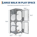 Outdoor Cats House with 4 Wheels, Walk-in Cat Cage, Catio Outdoor Enclosure Extra Large GarveeLife