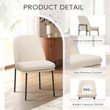 COLAMY Modern Dining Chairs Set of 2, Fabric Upholstered Dining Room Chairs Dinner Chair Stylish Kitchen Chairs with Curved Back and Metal Legs, Beige COLAMY
