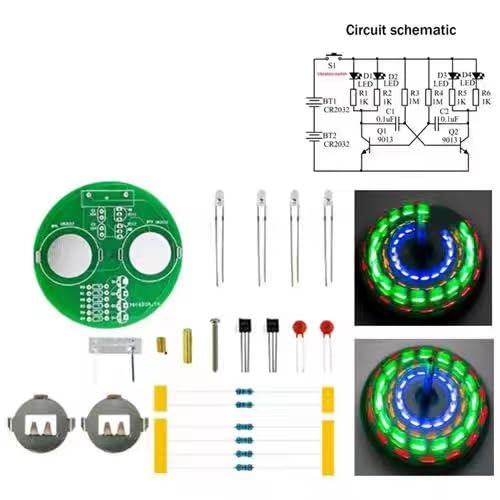 ISolderStore Soldering Project Soldering Practice Kit LED Rotating Desk Gyroscope DIY Kit Electronics Kit for Beginner ISolderStore