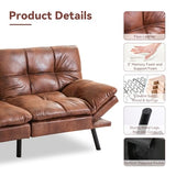 Erdoru Convertible Futon Sofa Bed,Faux Leather Futon Couch,Memory Foam Futons Bed,Small Splitback Modern Loveseat Sleeper Sofa for Living Room,Office,Apartment,Brown Erdoru