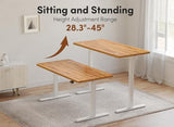 FEZIBO Standing Desk, 55 × 24 Inches Electric Height Adjustable, Sit and Stand Up, Computer Office Desk with Splice Board, Light Rustic FEZIBO