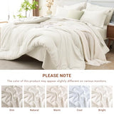MUXHOMO 7 Pieces Full Comforter Set, Soft Bed in a Bag Full Size, All Season Bedding Set with Comforter, Flat Sheet, Fitted Sheet, Pillowcases & Shams, Ivory MUXHOMO