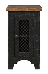 Signature Design by Ashley Valebeck Rustic Farmhouse Chair Side End Table with Cabinet Door, Distressed Black Signature Design by Ashley