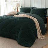 Bedsure Queen Comforter Set Emerald Green - 7 Pieces Reversible Bedding, Queen Size Bed Set for All Seasons, Bed in a Bag with Down Alternative Comforter, Sheets, Pillowcases & Shams Bedsure