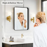 Fabuday Black Bathroom Mirror - 16x24 Inch Rectangle Wall Mounted Mirror Over Sink, Black Trim Metal Frame Vanity Mirror Hanging for Farmhouse, Bedroom, Restroom, Living Room, Entryway Decor Fabuday