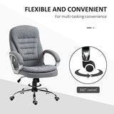 Vinsetto High Back Home Office Chair Executive Computer Chair with Adjustable Height, Upholstered Thick Padding Headrest and Armrest - Grey Vinsetto