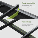 Feonase Floating Bed Frame King with Led Lights and Charging Station, Wood Full Size Bed Frame with Storage Headboard, Heavy Duty Metal Slats, No Box Spring Needed, Easy Assembly,Black Feonase