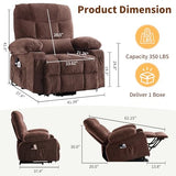 PoteSoar Power Lift Recliner Chair for Elderly with Massage and Heat, Comfortable Electric Power Reclining Chair with Side Pockets,2 Cup Holders and USB Charging Port for Living Room (Dark Brown)