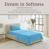 Brushed Microfiber Twin Sheets - 3-Piece Sheet Set with Pillowcase, Flat, and Fitted Sheets - Wrinkle and Fade-Resistant Bedding by Lavish Home (Blue) Lavish Home