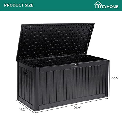 YITAHOME 260 Gallon Extra Large Deck Box, Double-Wall Resin Outdoor Storage Box with Flexible Divider for Patio Cushions Pool Supplies Garden Tools, 1000lbs Load Capacity, Lockable&Waterproof - WoodArtSupply