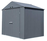 Arrow Shed Elite 8' x 6' Tall Outdoor Steel Storage Shed with High Gable and Lockable Doors Storage Building, Anthracite Arrow